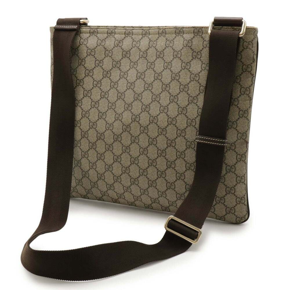 GUCCI GG Supreme Plus Shoulder Bag in PVC and Leather, Khaki Beige, Brown, Da... - Picture 3 of 10